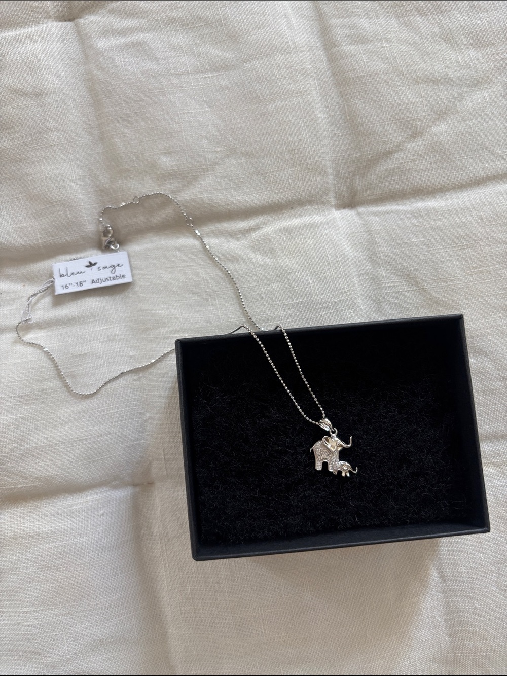 Bleu SageSilver Elephant Charm Necklace - Silver